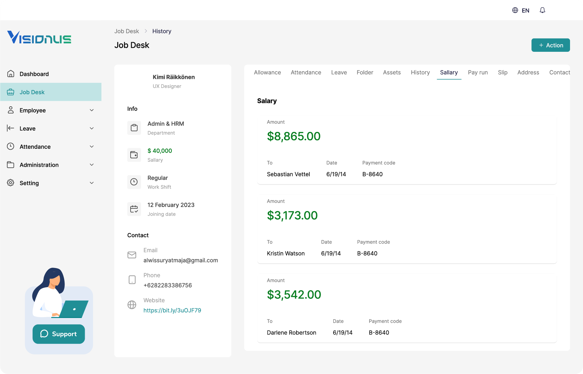 Visionus Employee Task Tracking and Job Progress Dashboard